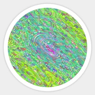 Abstract Fractal Wave Spiral Galaxy Green Blue Aqua Yellow Purple marbled Pattern Swirl Natural Flow Sticker